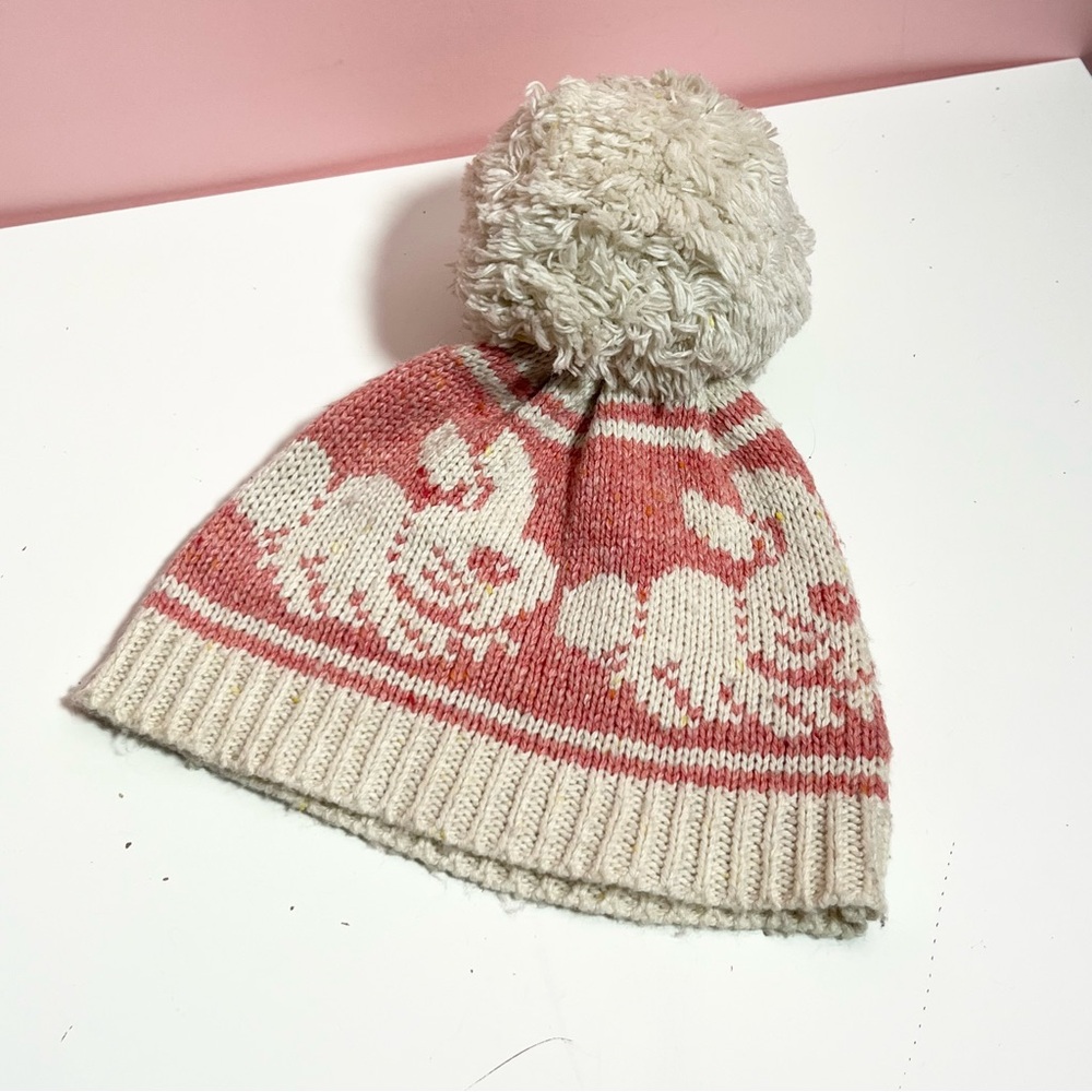 Y2K indie sleaze wildfox snow bunny rabbit knit winter pom pom hat